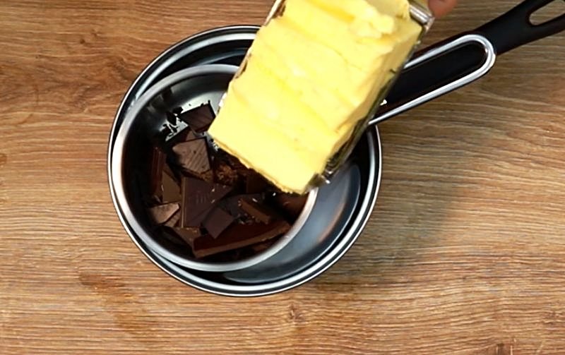 melt butter with dark chocolate