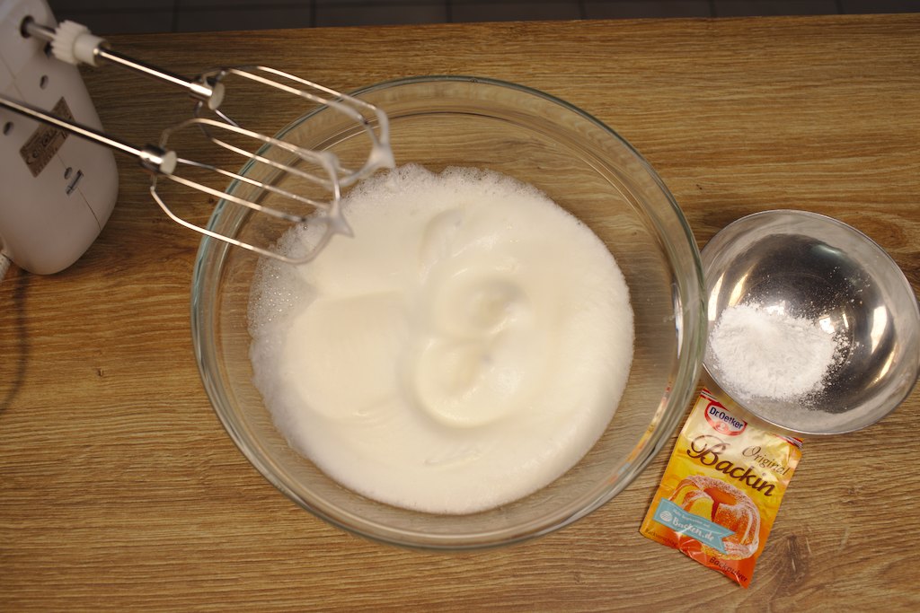 fruit cake - whites beated with sugar and baking powder